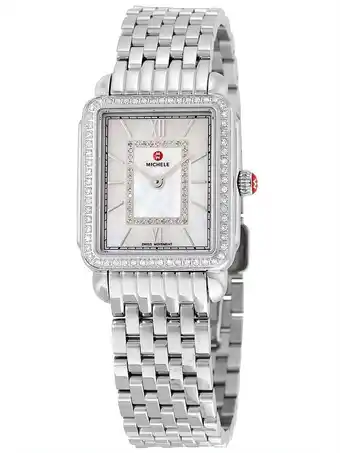 Walmart Michele Women's Deco II Mid Silver Diamond Case 26mm Watch MWW06I000001 offer