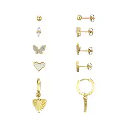 Walmart Believe by Brilliance Women's Cubic Zirconia Butterfly Mother of Pearl Heart Earring Set offer