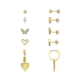 Walmart Believe by Brilliance Women's Cubic Zirconia Butterfly Mother of Pearl Heart Earring Set offer