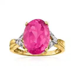 Walmart Ross-Simons 7.00 Carat Pink Topaz Ring With Diamond Accents in 14kt Yellow Gold, Women's, Adult offer