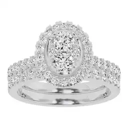 Walmart Unique Moments Lab Grown 1.50 Ctw Diamond Oval Bridal Set, Engagement Ring for Women 10K White Gold offer