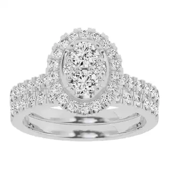 Walmart Unique Moments Lab Grown 1.50 Ctw Diamond Oval Bridal Set, Engagement Ring for Women 10K White Gold offer