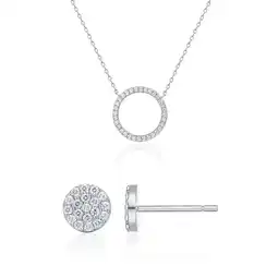 Walmart PAVOI Women's Rhodium Flash Plated Premium Cubic Zirconia Earrings & Dainty Halo Necklace Set offer
