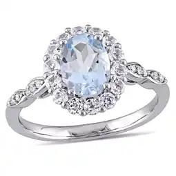 Walmart Everly Women's Aquamarine and Topaz 14k White Gold Ring offer