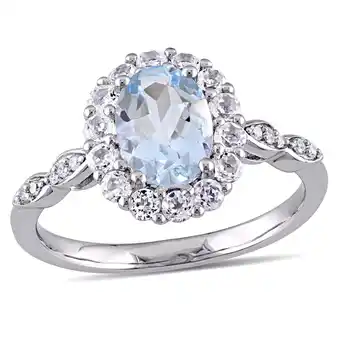 Walmart Everly Women's Aquamarine and Topaz 14k White Gold Ring offer