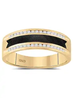 Walmart 14kt Yellow Gold Mens Round Diamond Wedding Black-tone Band Ring 1/4 Cttw offer