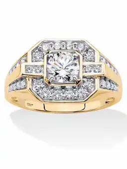 Walmart PalmBeach Jewelry Men's Round Cubic Zirconia Octagon-Shaped Ring 1.58 TCW in Solid 10k Gold offer