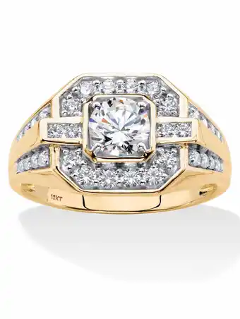 Walmart PalmBeach Jewelry Men's Round Cubic Zirconia Octagon-Shaped Ring 1.58 TCW in Solid 10k Gold offer