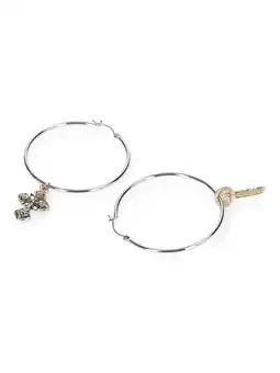 Walmart Madden NYC Women's Fashion Two Tone Cross and Key Charm Hoop Earrings offer