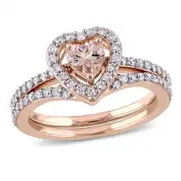Walmart Everly Women's Morganite 10k Rose Gold Bridal Set offer