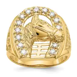 Walmart Auriga Fine Jewelry 14k Yellow Gold 1/2 ct Lab Grown Diamond Horseshoe with Horse Men's Ring Size 10 offer