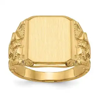 Walmart Finest Gold 14K Yellow Gold 14 x 13 mm Open Back Mens Signet Ring - Size 10 offer