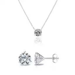 Walmart PAVOI Women's Rhodium Flash Plated Cubic Zirconia Stud Earrings & Pendant Necklace Set offer