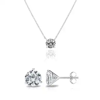 Walmart PAVOI Women's Rhodium Flash Plated Cubic Zirconia Stud Earrings & Pendant Necklace Set offer
