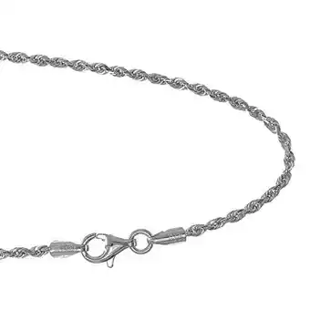 Walmart JewelStop 14k Solid White Gold 1.9 mm Rope Chain Bracelet, Lobster Claw Clasp- 7 Inches, 2.5gr offer