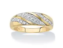 Walmart PalmBeach Jewelry Men's Round Diamond Diagonal Ring 1/5 TCW in Solid 10k Yellow Gold offer
