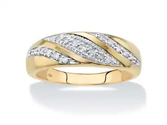 Walmart PalmBeach Jewelry Men's Round Diamond Diagonal Ring 1/5 TCW in Solid 10k Yellow Gold offer