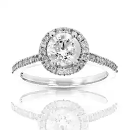 Walmart Vir Jewels 1.30 CTTW Diamond Engagement Ring for Women in 14K White Gold Halo Round IGI Cert offer