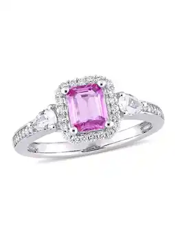 Walmart 9/10 Carat (Ctw) Pink Sapphire and White Sapphire Engagement Ring in 14K White Gold with Diamonds offer