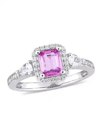 Walmart 9/10 Carat (Ctw) Pink Sapphire and White Sapphire Engagement Ring in 14K White Gold with Diamonds offer