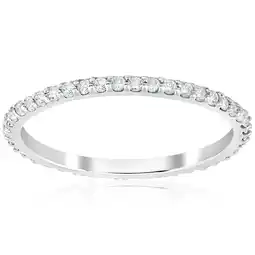 Walmart Pompeii 1/2 Ct Diamond Eternity Wedding Stackable Ring 14K White Gold 1.7mm Wide (H/I,I2) offer