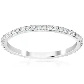 Walmart Pompeii 1/2 Ct Diamond Eternity Wedding Stackable Ring 14K White Gold 1.7mm Wide (H/I,I2) offer