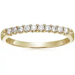 Walmart Vir Jewels 1/4 CTTW Diamond Wedding Band Women 14K Yellow Gold Half Eternity Round Prong Set offer