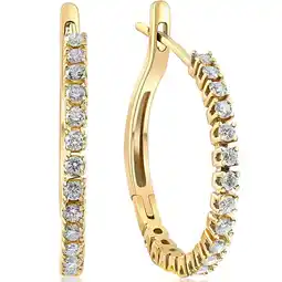 Walmart Pompeii 1/2 ct TW Round Cut Diamond Hoops 10K Yellow Gold 1 Tall (G/H,I2) offer