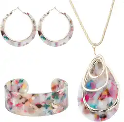 Walmart Jstyle Acrylic Jewelry Set for Women Statement Boho Resin Earrings Necklace Bracelet offer
