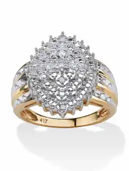 Walmart PalmBeach Jewelry 1/3 TCW Round White Diamond Marquise-Shaped Cluster Ring in Solid 10k Yellow Gold offer