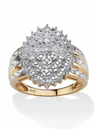 Walmart PalmBeach Jewelry 1/3 TCW Round White Diamond Marquise-Shaped Cluster Ring in Solid 10k Yellow Gold offer