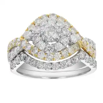 Walmart Vir Jewels 2 CTTW Diamond Wedding Ring Bridal Set for Women 14K White and Yellow Gold Round offer