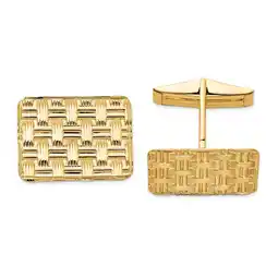 Walmart Primal Gold 14 Karat Yellow Gold Men's Basketweave Textured Cuff Links offer