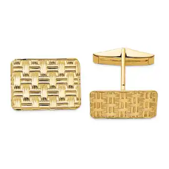 Walmart Primal Gold 14 Karat Yellow Gold Men's Basketweave Textured Cuff Links offer