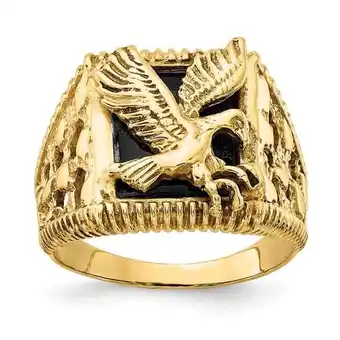 Walmart Finest Gold 14K Yellow Gold Mens Onyx Eagle Ring - Size 10 offer