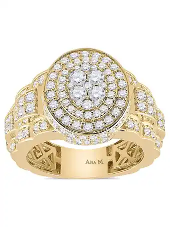 Walmart 14kt Yellow Gold Mens Round Diamond Oval Ring 2-3/4 Cttw offer