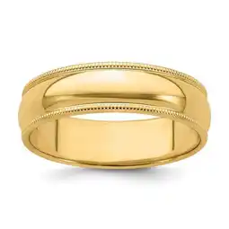 Walmart Primal Gold 14 Karat Yellow Gold 6mm Milgrain Half Round Wedding Band Size 10 offer