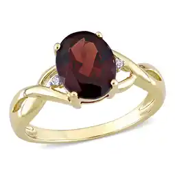 Walmart Everly Women's Garnet 10k Yellow Gold Ring offer