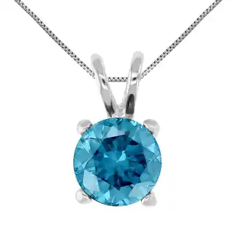 Walmart Vir Jewels 1.50 CTTW Blue Diamond Solitaire Pendant Necklace for Women 14K White Gold Round offer