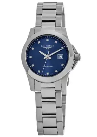 Walmart Longines Conquest Quartz Blue Diamond Dial Stainless Steel Women's Watch L3.376.4.97.6 offer