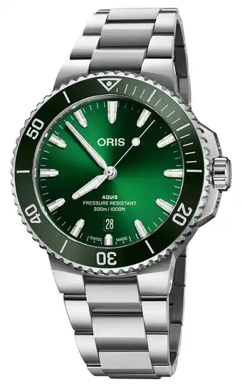 Walmart Oris Aquis Date Automatic Stainless Steel Green Dial Divers Mens Watch 733 7787 4157-07 8 22 04PEB offer