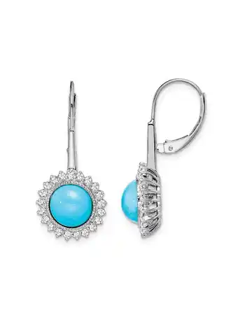 Walmart 2.85 Carat (Ctw) Turquoise Dangling Leverback Earrings in 14K White Gold with Diamonds offer