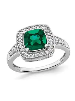 Walmart 1.30 Carat (Ctw) Lab-Created Emerald Ring in 14K White Gold with Diamonds offer