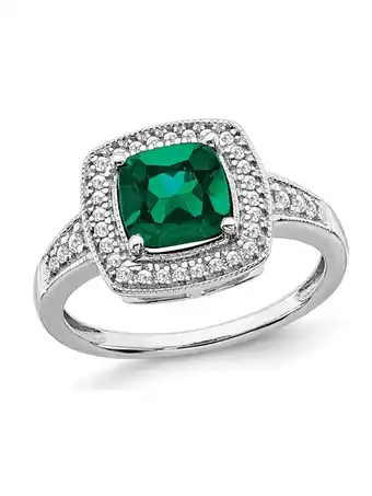 Walmart 1.30 Carat (Ctw) Lab-Created Emerald Ring in 14K White Gold with Diamonds offer