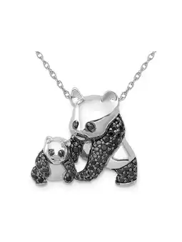 Walmart 1/3 Carat (Ctw) Black Diamond Panda Charm Pendant Necklace in 14K White Gold with Chain offer