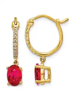 Walmart 14K Yellow Gold 1.50 Carat (Ctw) Natural Ruby Dangle Earrings with Diamonds offer