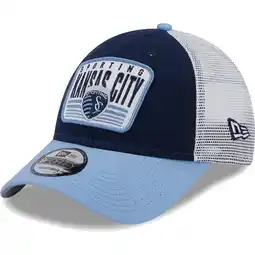 Walmart Men's New Era Navy/Light Blue Sporting Kansas City Patch 9FORTY Trucker Snapback Hat offer