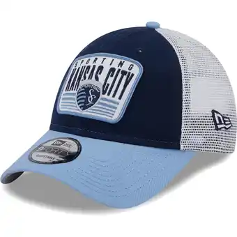 Walmart Men's New Era Navy/Light Blue Sporting Kansas City Patch 9FORTY Trucker Snapback Hat offer