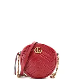 Walmart Pre-Owned GG Marmont Round Shoulder Bag Matelasse Leather Mini By Rebag offer