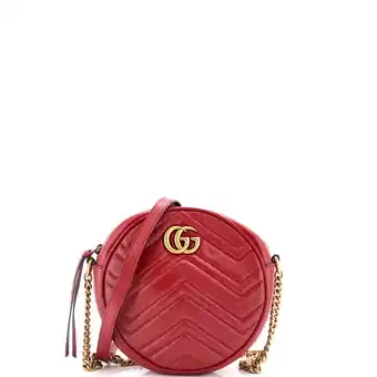 Walmart Pre-Owned GG Marmont Round Shoulder Bag Matelasse Leather Mini By Rebag offer